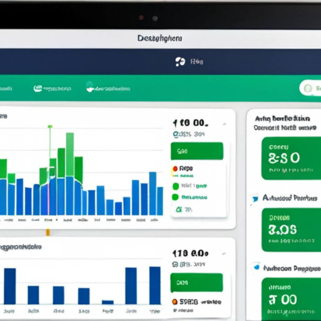 **AI-powered social media management dashboard.** (Focus: Visualization of AI tools analyzing social media data, optimizing posting schedules, and showing engagement metrics. Style: Clean, modern, data-driven, Dutch setting. Color: Blues, greens, and whites, suggesting efficiency and intelligence).
